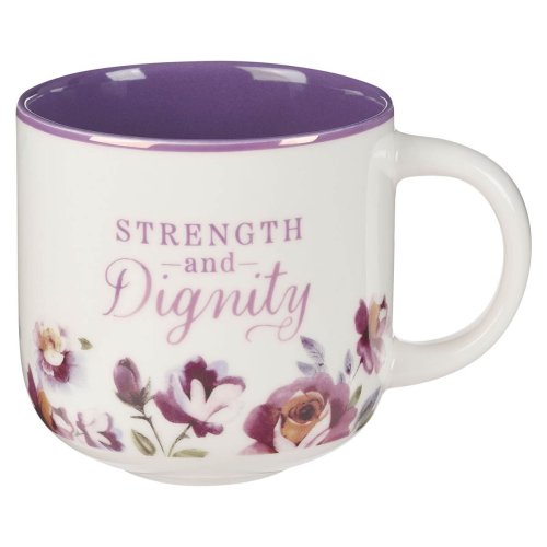 Mug Purple Strength and Dignity Prov. 31:25