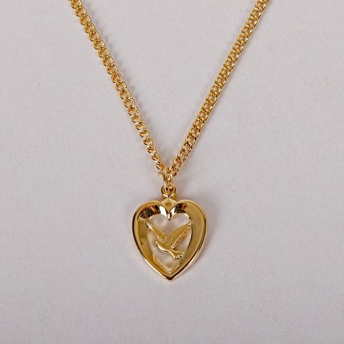 18" Gold Over Sterling Silver Dove Heart Necklace