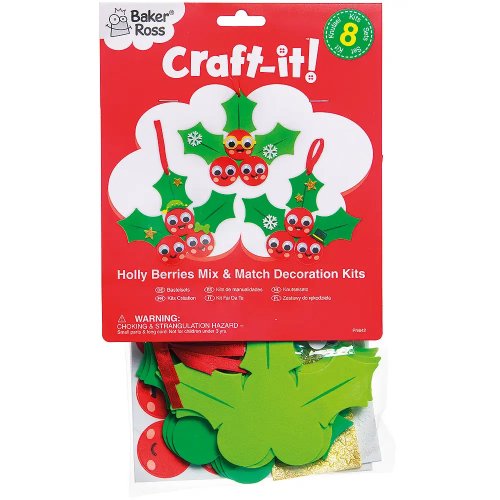 Holly Berries Mix & Match Decoration Kit (Pack of 8)