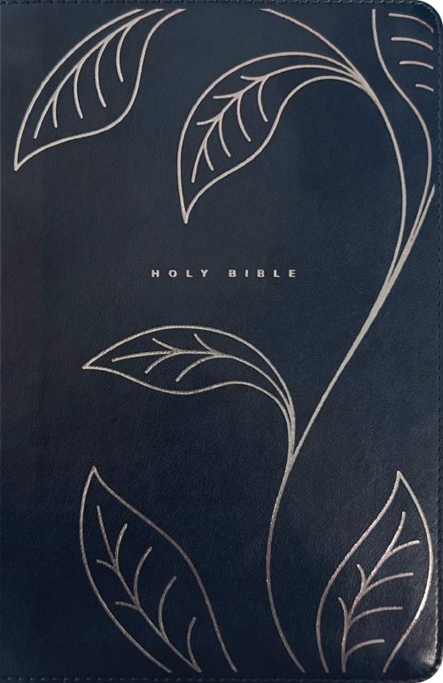 NLT Personal Size Giant Print Bible, Filament Enabled (LeatherLike, Navy Vines, Red Letter)