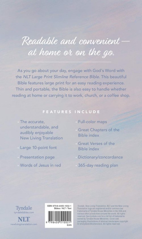 NLT Large Print Slimline Reference Bible (Hardcover, Pink Landscape, Red Letter)