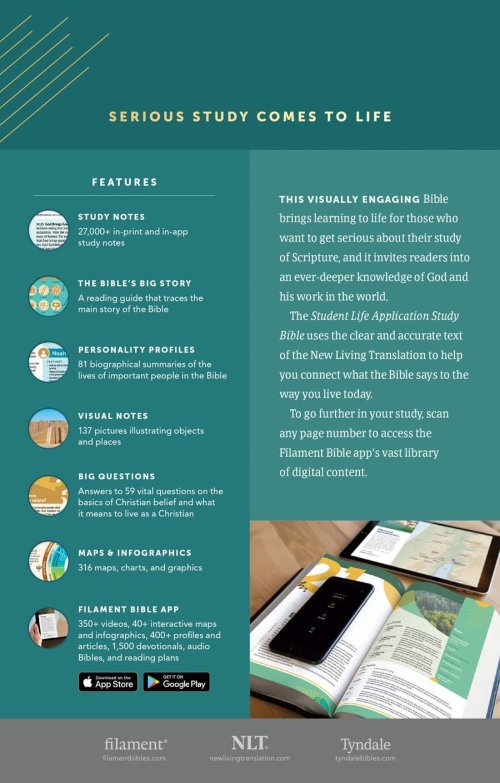 NLT Student Life Application Study Bible, Filament Enabled (LeatherLike, Rustic Brown, Indexed, Red Letter)