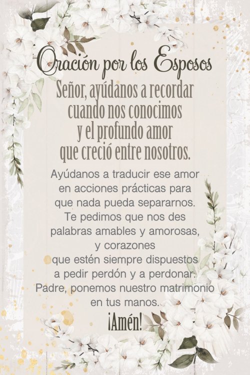 Spanish Plaque-Prayer For Husbands (Oracion Por Los Esposos) (4 x 6)