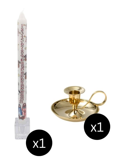 29.5cm Advent Candle: Nativity & Classic Candle Holder H 5 cm