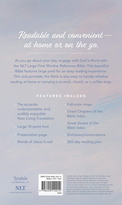 NLT Large Print Slimline Reference Bible (Hardcover, Peach Meadows, Red Letter)