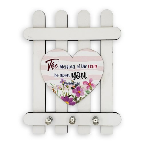 Wooden Key Holder – "The blessing of the Lord be upon you" (Psalm 129:8)