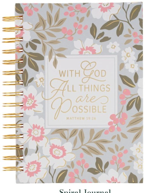 Journal-With God All Things Are Possible (Matthew 19:26)-White Poppy Spiral