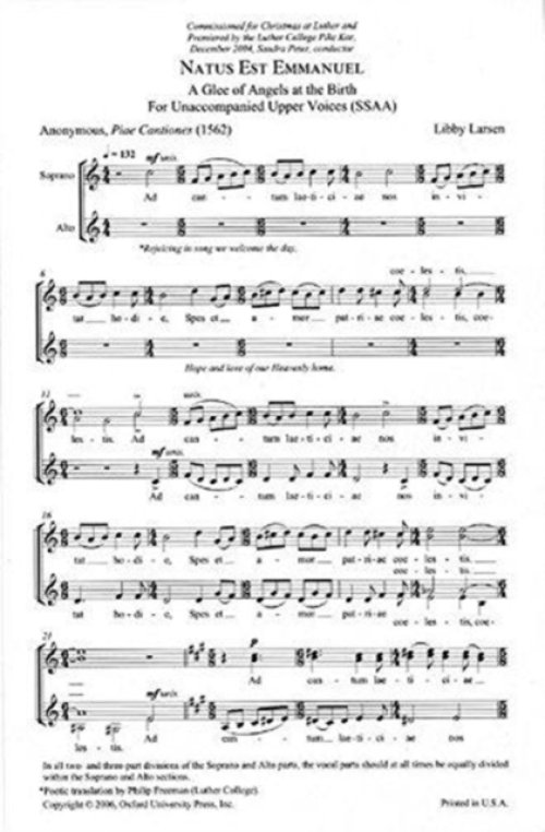 Natus Est Emmanuel: Vocal Score