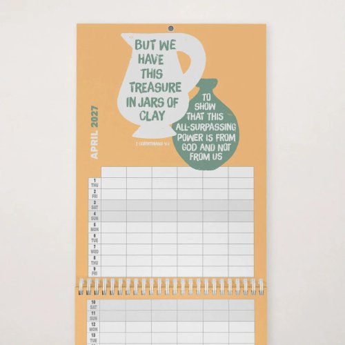 2027 six-column Christian family planner calendar