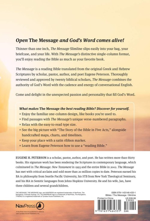 The Message Bible Slimline, Bible, Brown, Imitation Leather, Paraphrase, Ribbon Marker