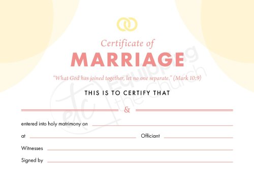 ETC Marriage Certificate A5 Landscape (pack of 10)
