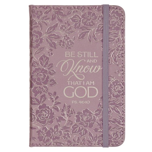 Small Notebook with Elastic Closure Faux Hardcover Purple Be Still And Know Ps. 46:10