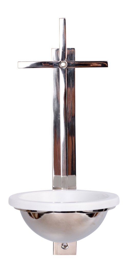 Nickel Plated Holy Water Font H 31 cm