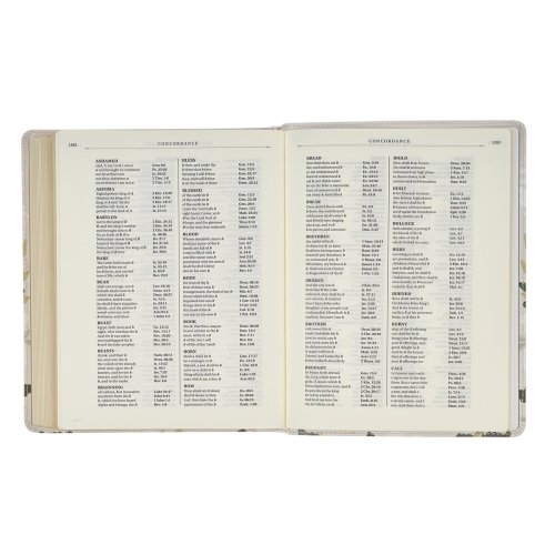 Cream Floral Faux Leather KJV Note-taking Bible - Psalm 91:4