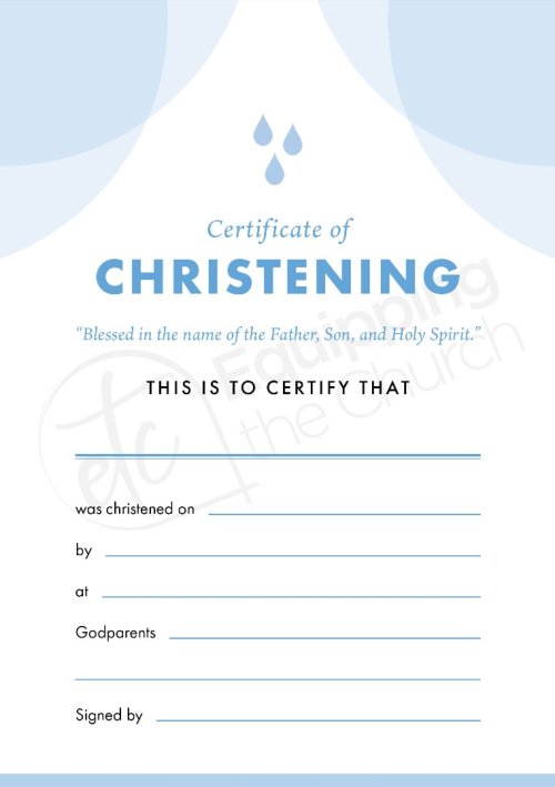 ETC Christening Certificate A4 Portrait (pack of 10)