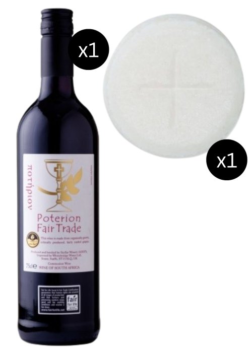 Poterion Fair Trade Red Altar Wine & Pack of 50 Priests Communion Wafers