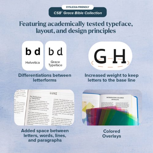 CSB Grace Bible, Charcoal Cloth Over Board (Dyslexia Friendly)