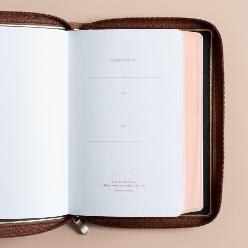 CSB Personal Size Bible, Holman Handcrafted Collection, Zipper Closure, Marbled Tan Premium Calfskin
