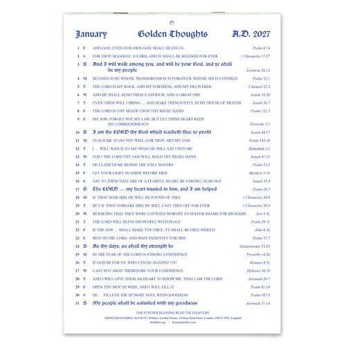 English Golden Thoughts Calendar 2027