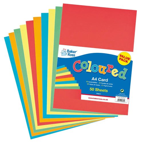 A4 Coloured Card Pack (Pack of 50)