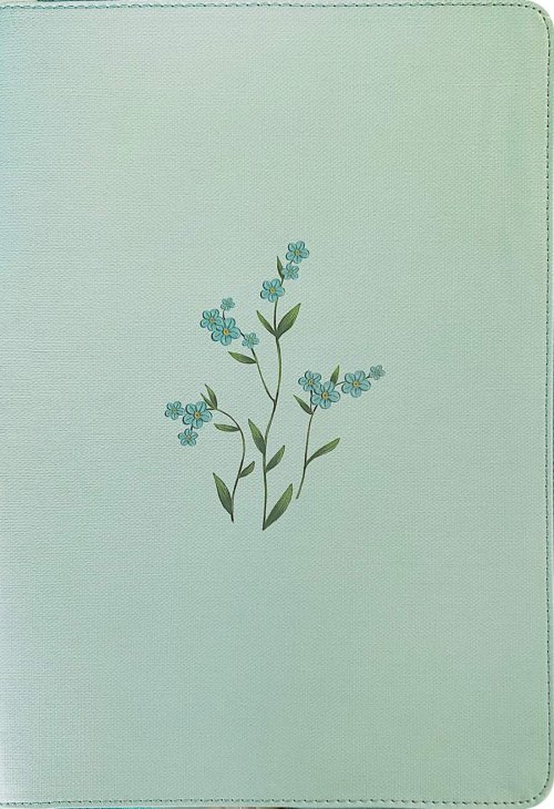 NLT Large Print Thinline Reference Zipper Bible, Filament Enabled (LeatherLike, Baby Blue Blossoms, Red Letter)