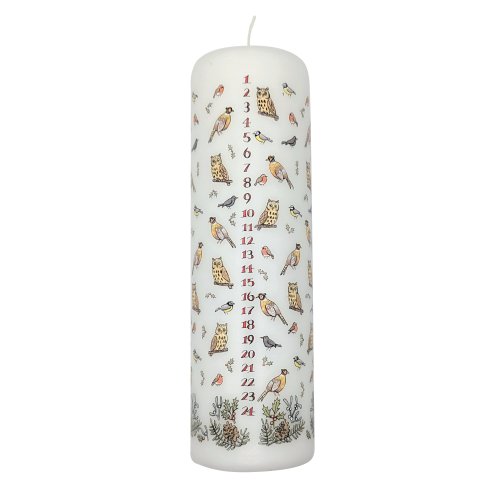 20cm Winter Birds Pillar Advent Candle