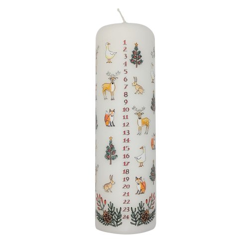 20cm Winter Wildlife Pillar Advent Candle - Single