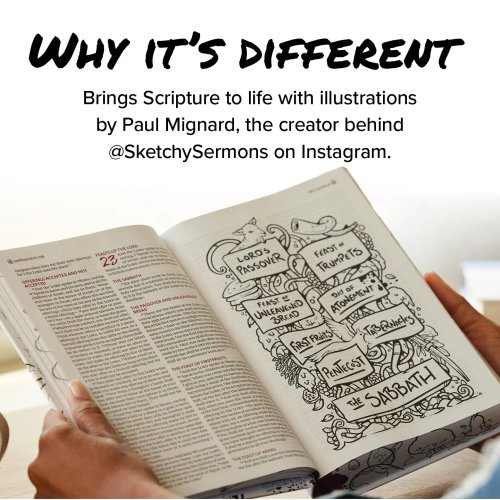 The Sketchbook Bible: The Complete Bible with Hundreds of Illustrations (NKJV, Hardcover, Red Letter, Comfort Print)