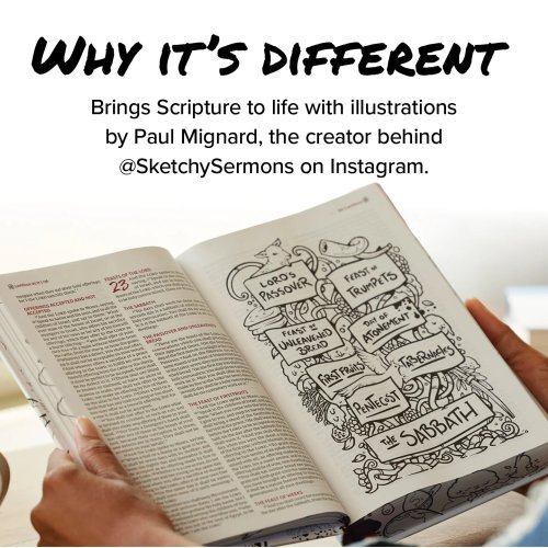 The Sketchbook Bible: The Complete Bible with Hundreds of Illustrations (NKJV, Brown Leathersoft, Red Letter, Comfort Print)