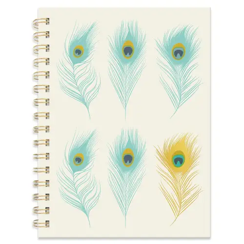 A5 Wiro Notebook with Dividers - Peacock Feathers