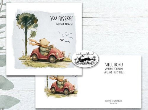 Bear in Car Passed Driving Test Card