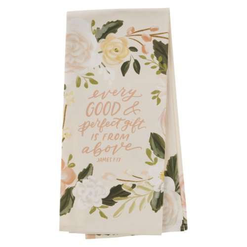 Tea Towel Pink Floral Every Good & Perfect Gift James 1:17
