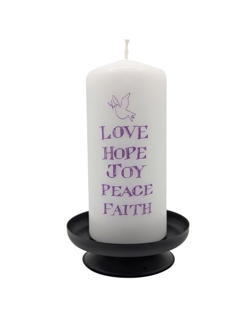 Love, Hope, Joy, Peace, Faith - Pillar Candle
