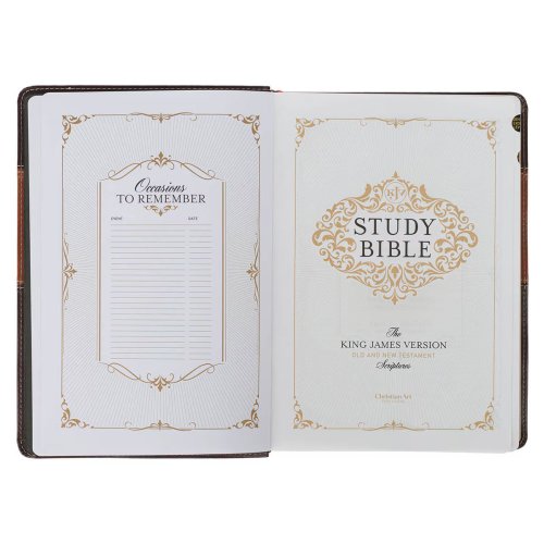 KJV Study Bible Faux Leather, Two-tone Brown with Thumb Index