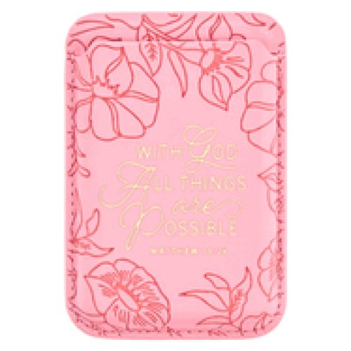 Phone Wallet Magnetic Pink With God All Things Matt. 19:26