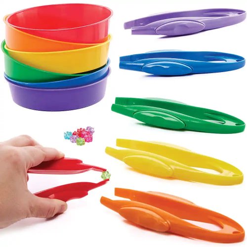 Plastic Tweezers & Sorting Trays (Pack of 6 Sets)