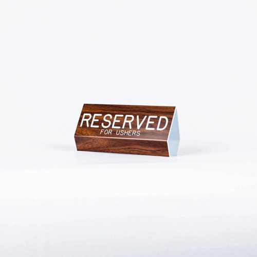 Sign Engraved Pew Reserved For Ushers Walnut 3x6