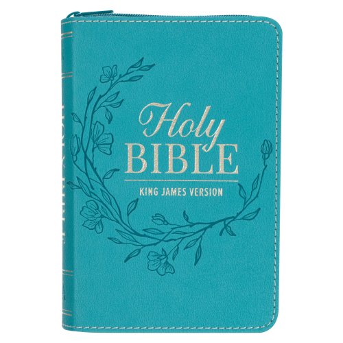 KJV Bible Mini Pocket Faux Leather, Teal w/zipper