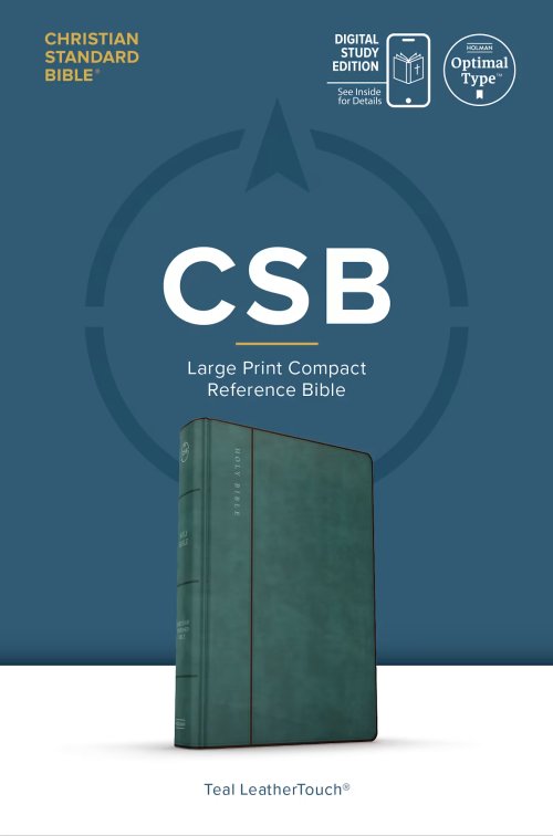 CSB Large Print Compact Reference Bible, Easy-to-Read Optimal Type, Digital Study Edition, Teal LeatherTouch