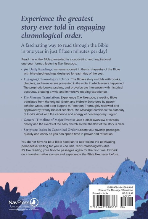 The One Year Chronological Bible The Message, Large Print Thinline Edition  (Softcover)