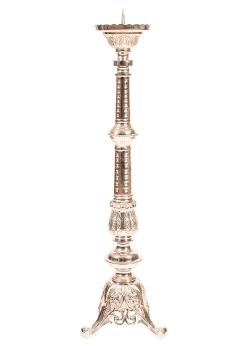 Nickel Plated Altar Candle Stand H 85 cm