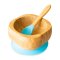 Bamboo baby suction bowl and spoon set - Blue