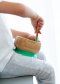 Bamboo baby suction bowl and spoon set -  Green