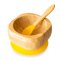 Bamboo baby suction bowl and spoon set -  Yellow
