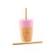Bamboo Cup with Two Straws - Pink