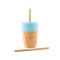 Bamboo Cup with Two Straws - Blue