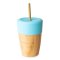 Bamboo Cup with Two Straws - Blue