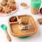 Square Snack and Baby Bamboo Plate - with Super Suction - Green