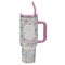 Tumbler w/straw SS Purple Floral Be Still And Know Ps. 46:10