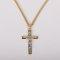 24" Gold Cross with Silver Christ Crucifix Necklace with Inscription